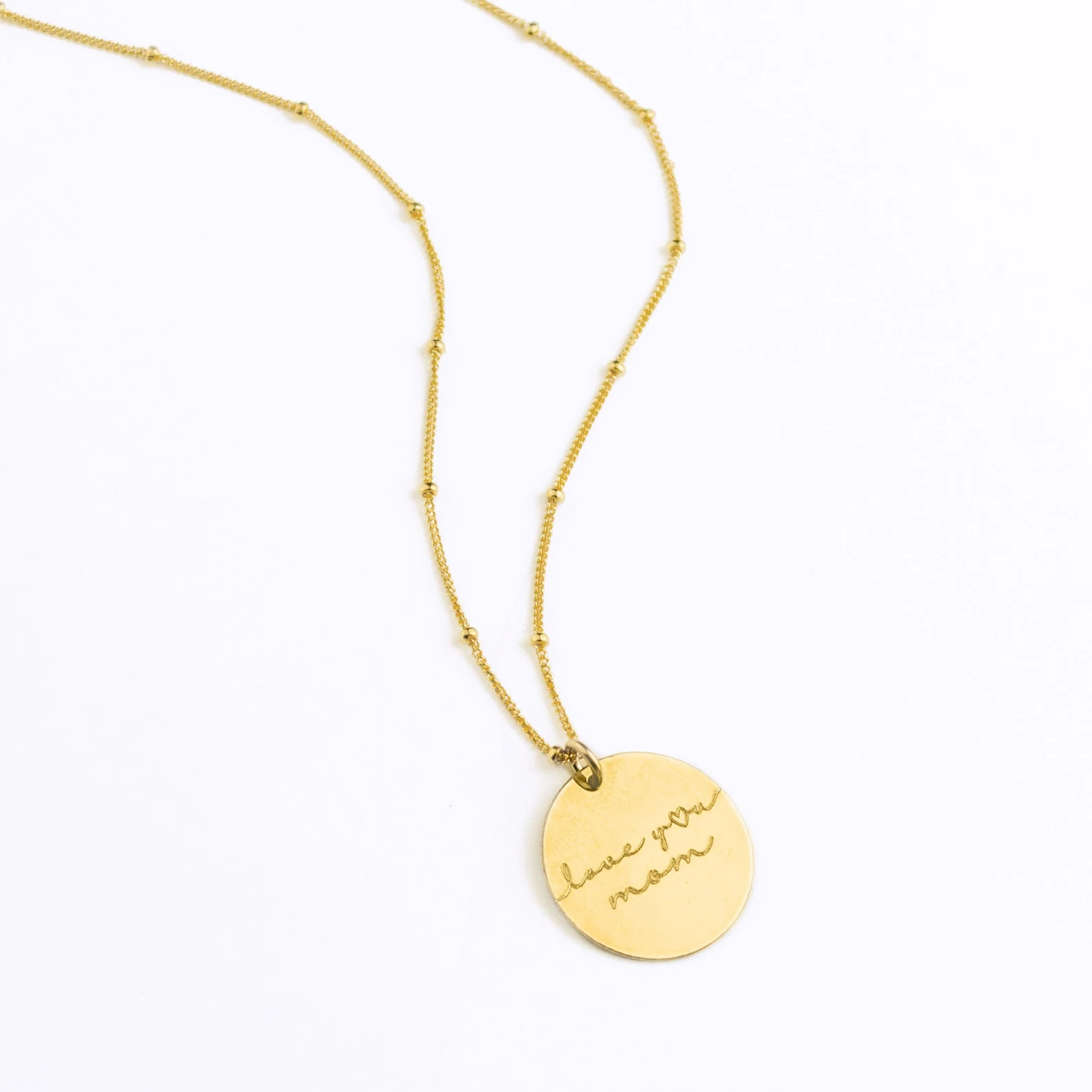 LoveYouMomCustomEngravedGiftGoldRosegoldorSilverPendantNecklaceDaintyDiskNecklaceMother_sDayGiftforMomorGrandmother