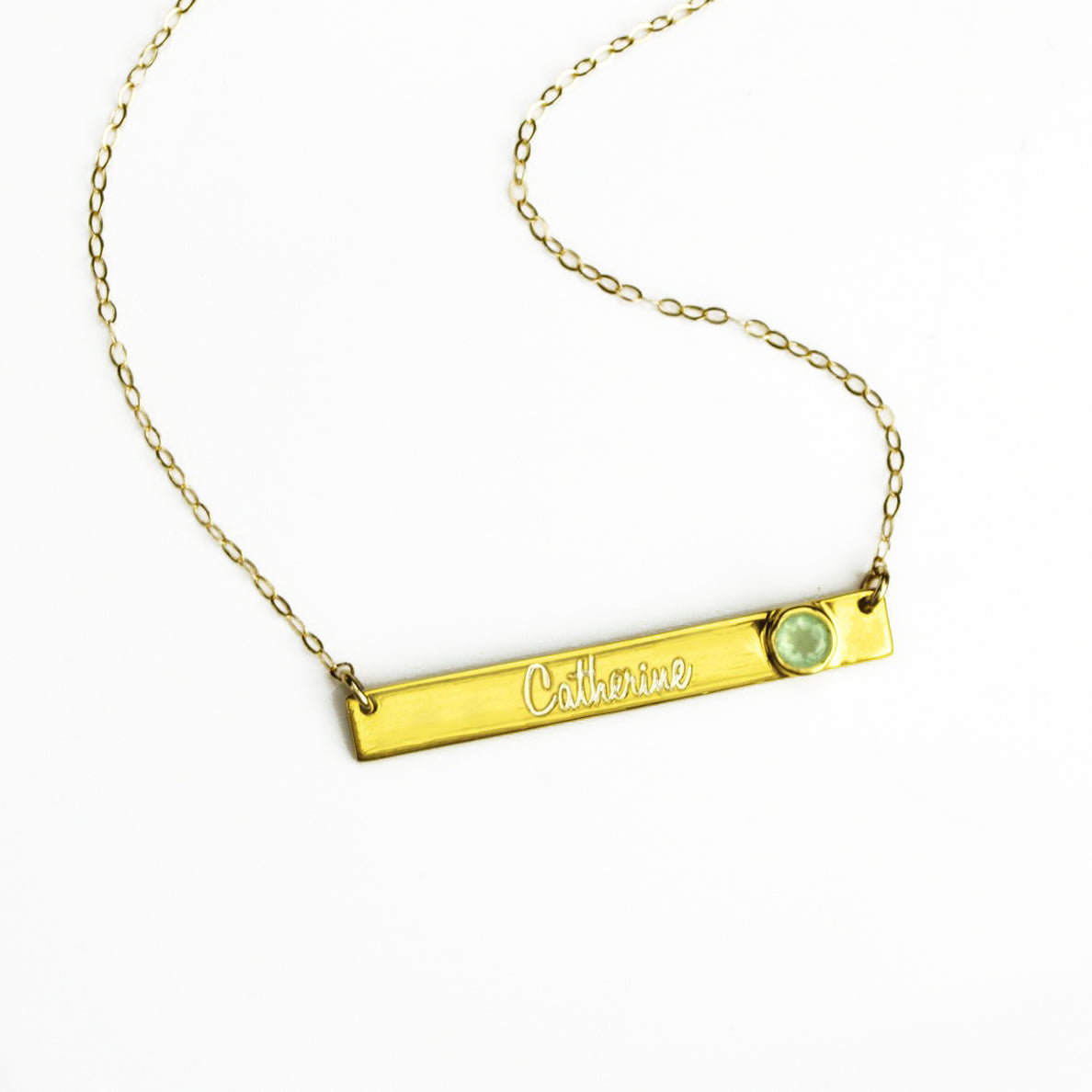 April Custom Bar Necklace with Bezel Birthstone