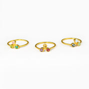 set of 3 rings, three stone cluster, ring set