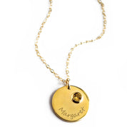 December Engraved Disk Pendant Necklace