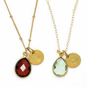 Personalized Birthstone Bezel Station Necklace - Bridesmaid necklace