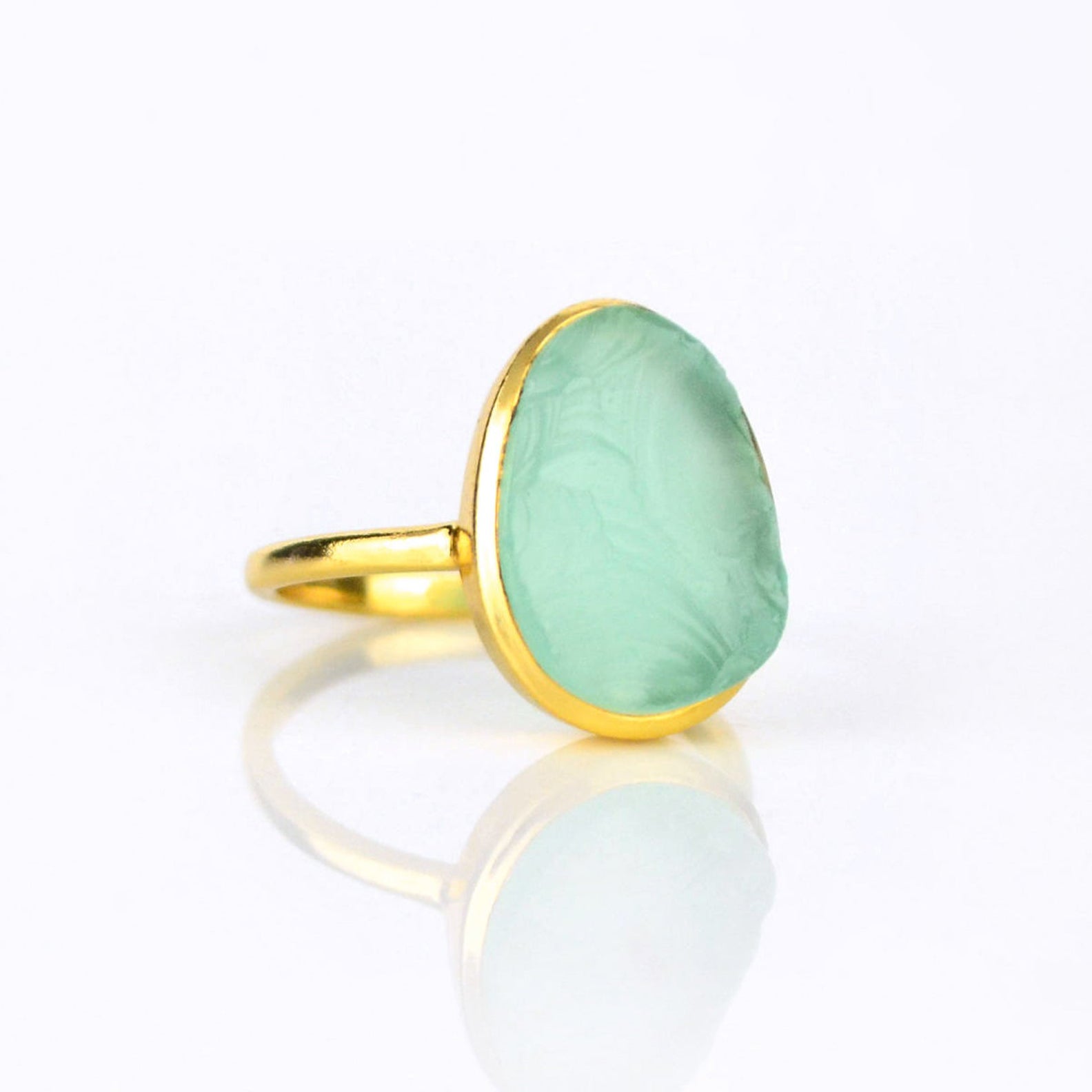 RoughCutGemstoneAquaChalcedonyNaturalStoneVermeilGoldRing.jpg