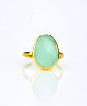 Rough Cut Aqua Chalcedony Ring