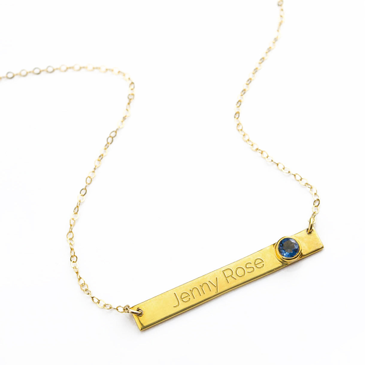 SeptemberCustomBarKyaniteGemstoneNecklacewithGoldorSilverBezelBirthstoneSapphireAlternative.jpg