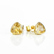 Minimalist Citrine Triangle Studs • November Birthstone