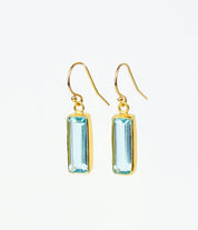 Blue Topaz Adira Bar Drop Earrings, Minimalist Rectangle Dangle Earrings, 925 Sterling Silver or 18k Gold, December Birthstone Christmas Gift for Her
