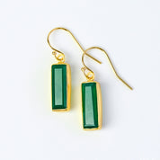 Green Onyx Bar Earrings : May Birthstone : Adira Series