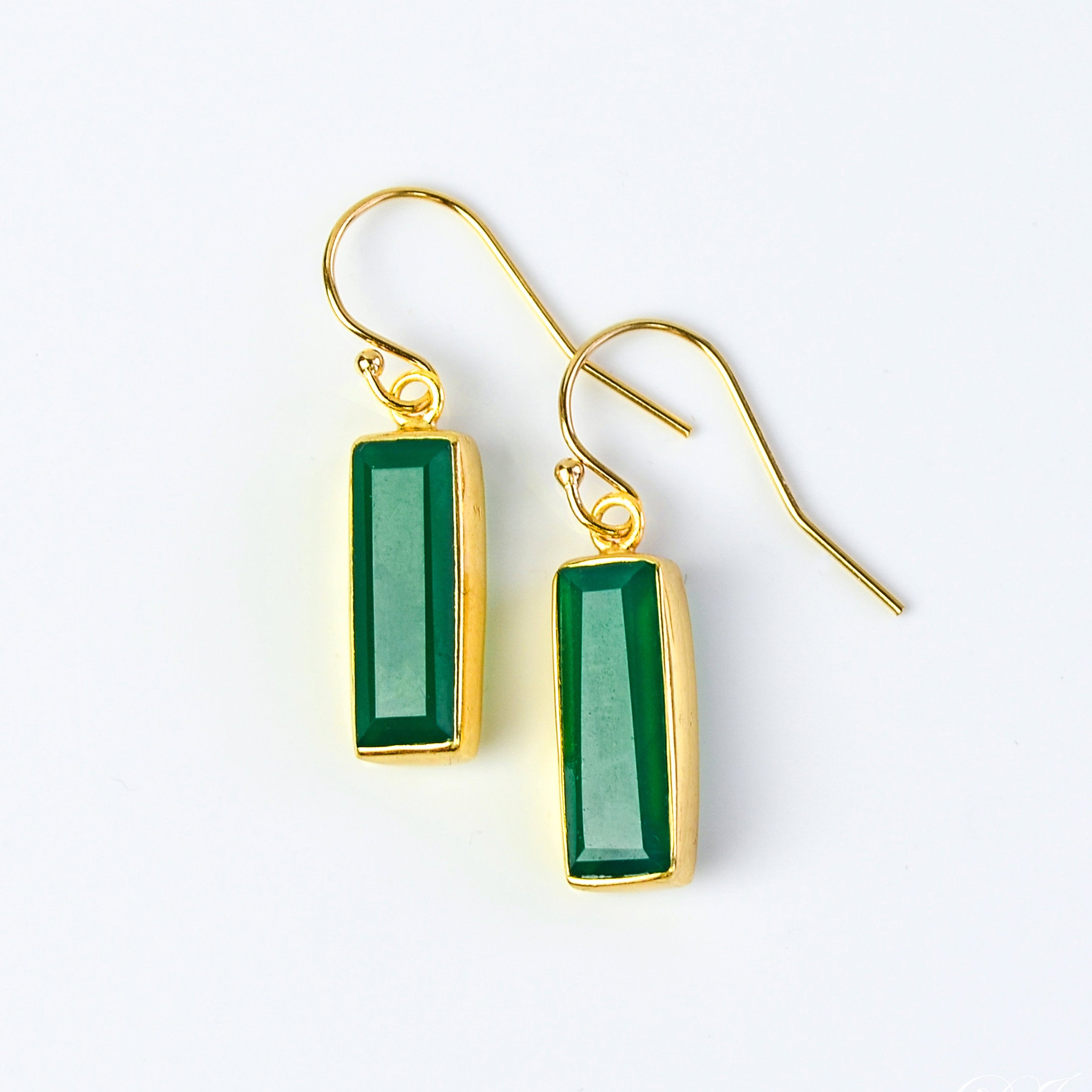 Green Onyx Bar Earrings : May Birthstone : Adira Series