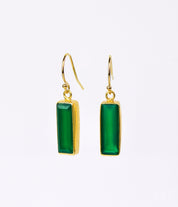 Green Onyx Bar Earrings : May Birthstone : Adira Series