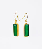 Green Onyx Bar Earrings : May Birthstone : Adira Series