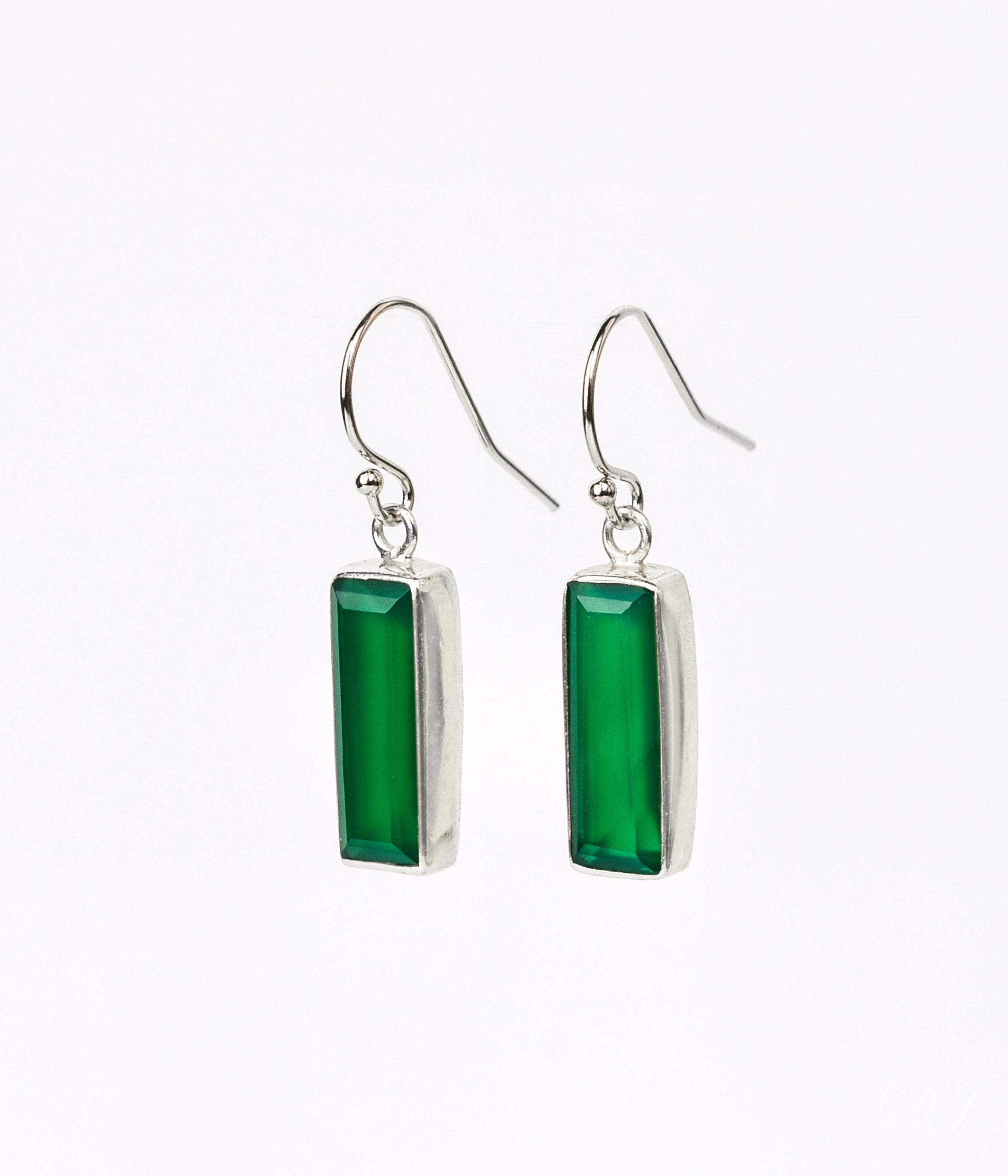 Green Onyx Bar Earrings : May Birthstone : Adira Series
