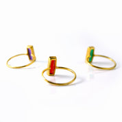 Custom Mother's Birthstone Adira Bar Ring Set, Mixed Sizes Vertical Gemstone Bar Stacking Rings, Silver, Gold Vermeil Ring Set, Christmas Gift for Mom