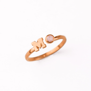 Adjustable Initial & Birthstone Ring