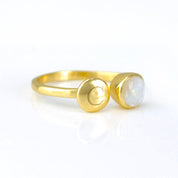 Custom Initial Adjustable Rainbow Moonstone Ring, June Birthstone