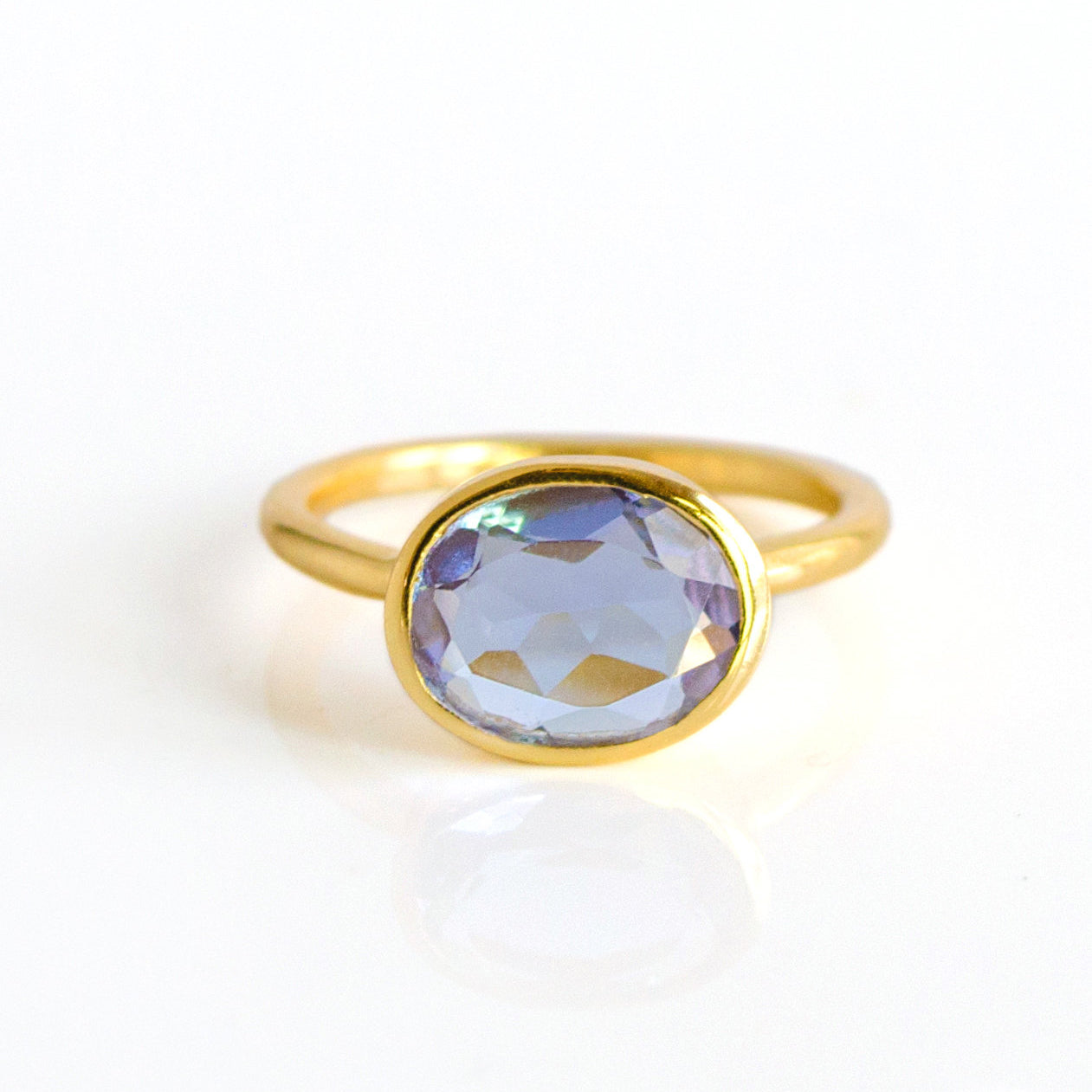 gold plated over sterling alexandrite birthstone. june birthstone, purple birthstone, purple gemstone, purple gem, birthstone rings stackable bezel set, stacking ring