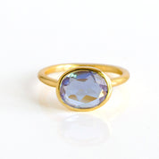 gold plated over sterling alexandrite birthstone. june birthstone, purple birthstone, purple gemstone, purple gem, birthstone rings stackable bezel set, stacking ring