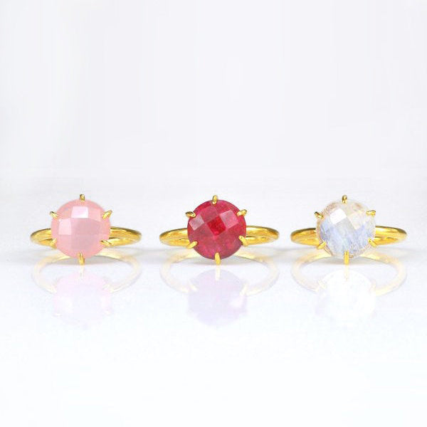 Purple Amethyst Round Prong Set Ring : February Birthstone