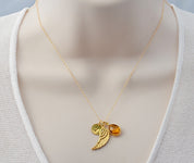 Personalized Angel Wing Natural Birthstone necklace