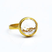 Clear Quartz round bezel set ring - April Birthstone
