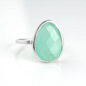 Aqua Chalcedony Teardrop Oval Ring