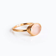 Oval Pink Chalcedony Ring : October Birthstone