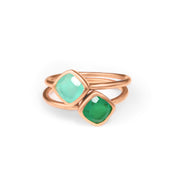 Diamond Shape Aqua Chalcedony Stacking Ring | March Birthstone, Custom diamond birthstone ring mom, Sterling Silver, 18k Gold Vermeil Gemstone Ring
