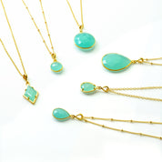 Aqua Chalcedony Necklace : March Birthstone
