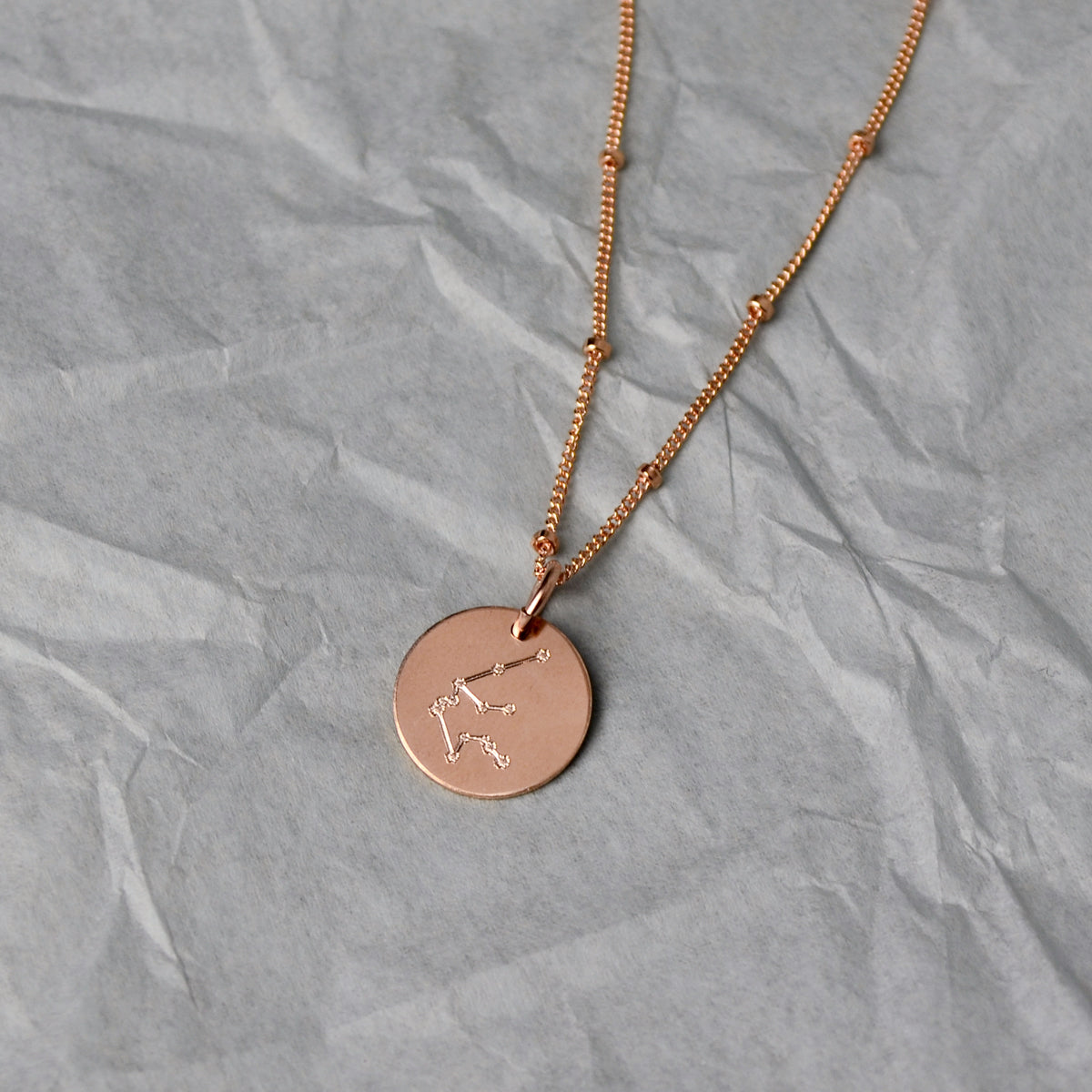 Aquarius Constellation Necklace with Monogram Engraving on Back