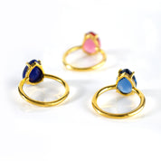 Raw Emerald Teardrop Prong Set Ring • May Birthstone