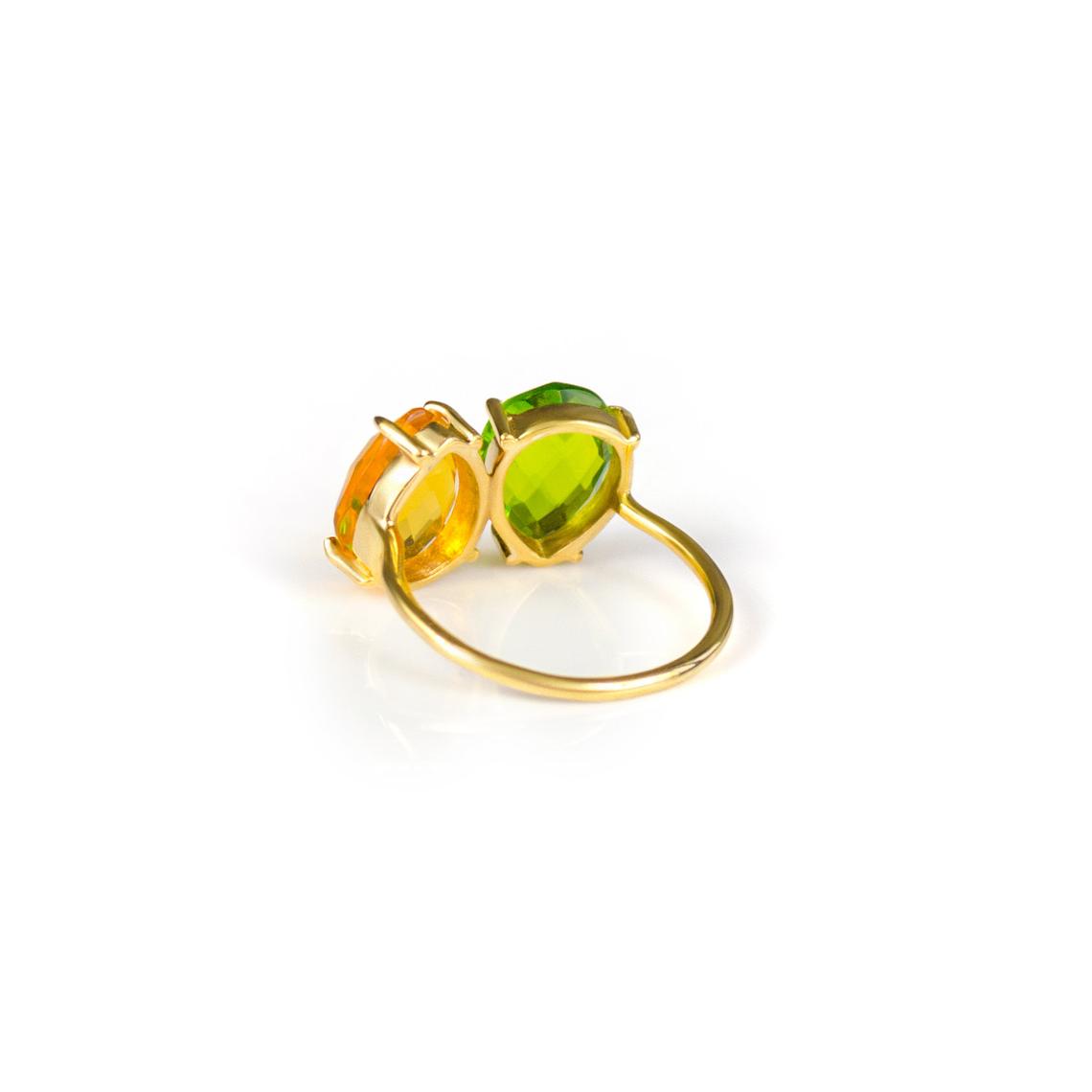 Dual Birthstone Teardrop Prong Set Ring