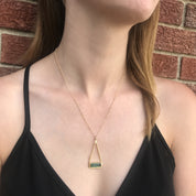 Copper Turquoise Adira Bar in Triangle Pendant Necklace, Sterling Silver or Gold Fill, Boho Chic Frame Pendant Necklace for Women, December Birthstone