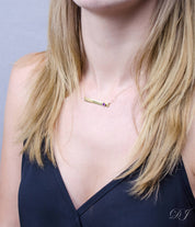 November Custom Bar Necklace with Bezel Birthstone
