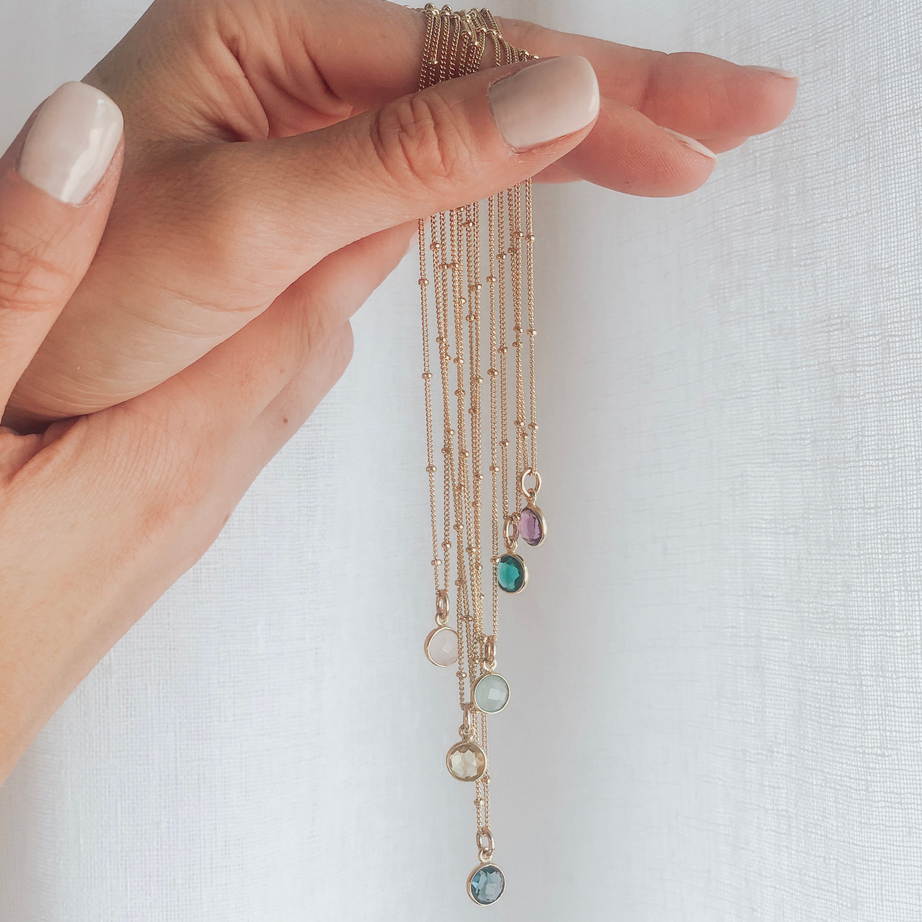 Custom Birthstone Dainty Necklace