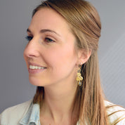 Elegant Black Onyx and Gold Rutilated Statement Earrings