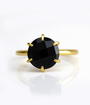 Black Onyx Round Prong Set Ring