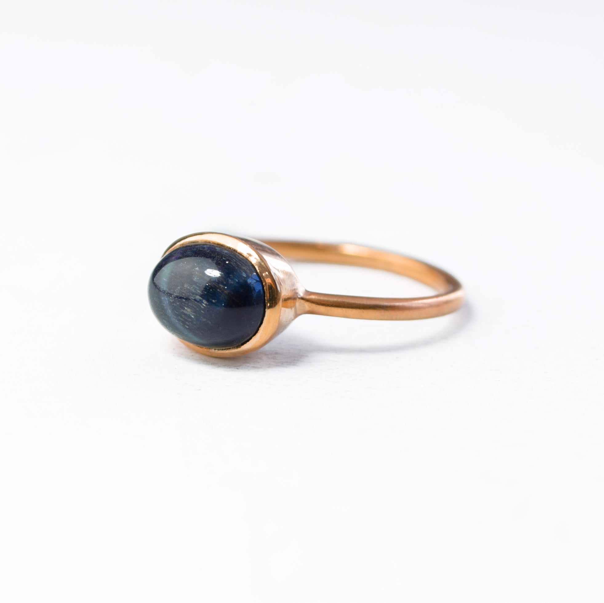 Oval Black Tiger Eye Cabochon Ring