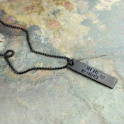 Personalized Dog Tag Necklace with Custom Handwriting - Black dog tag necklace with phrase and heart engraved. Custom Mens Jewelry, Traditional Military Style Pendant, Wedding Anniversary Gift, Custom Engraved Jewelry
