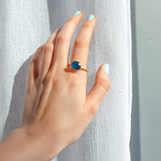 Blue Black Jade Oval Ring