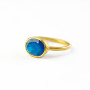 Blue Black Jade Oval Ring
