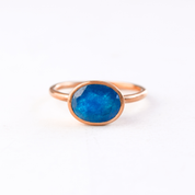 Blue Black Jade Oval Ring