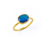Blue Black Jade Oval Ring
