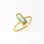 Gold plated blue topaz rectangle ring rectangle birthstone rectangle gemstone december birthstone light blue ring stacking ring stackable ring stacking rings stackable rings