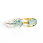 Blue Topaz ring, December birthstone jewelry, London Blue Topaz Quartz, Oval gemstone ring, Bezel set blue ring, 18k vermeil gold, Sterling silver Topaz ring, Light blue quartz, Topaz gift for her, December birthday gift
