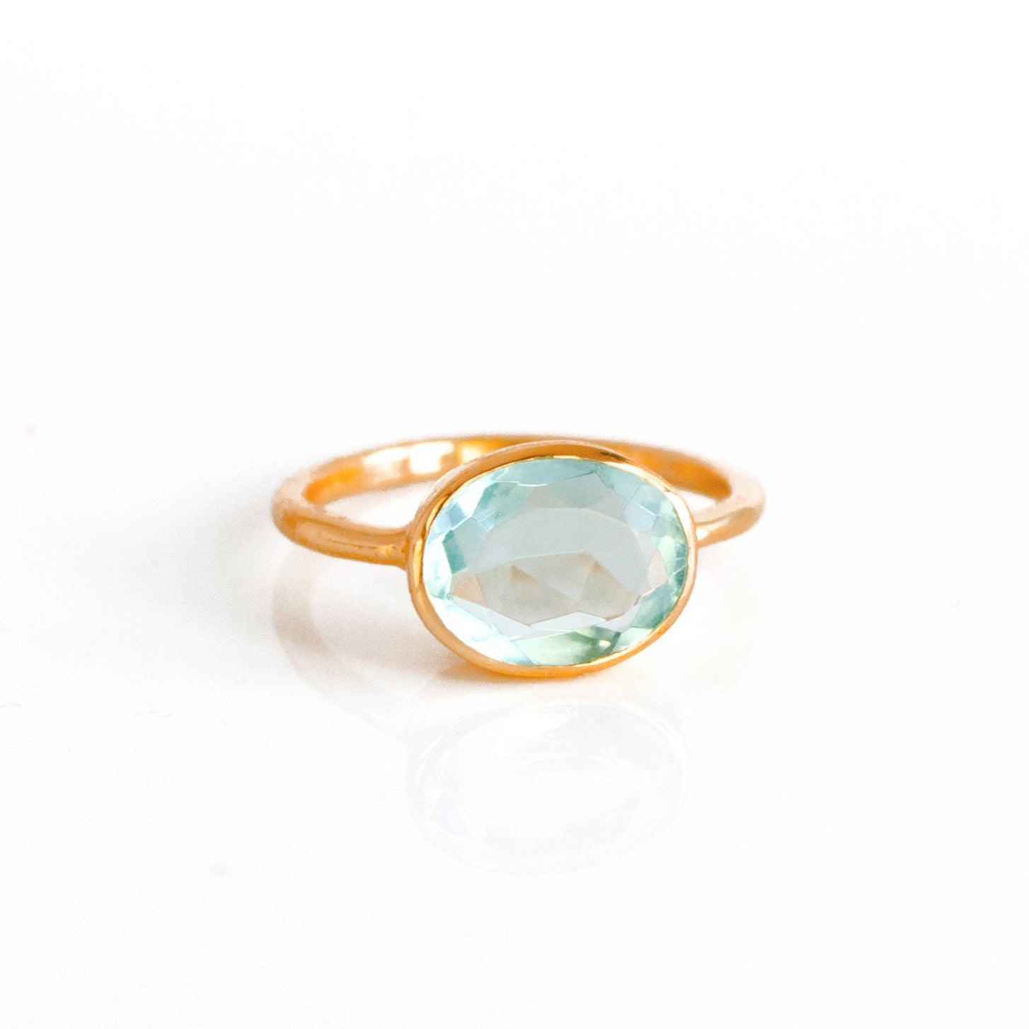 London Blue Topaz ring, Light blue gemstone, December birthstone gift, Bezel set Topaz, 18k vermeil gold ring, Sterling silver ring, Oval faceted Topaz, Blue gemstone jewelry, Blue Topaz birthday gift, Ring for her