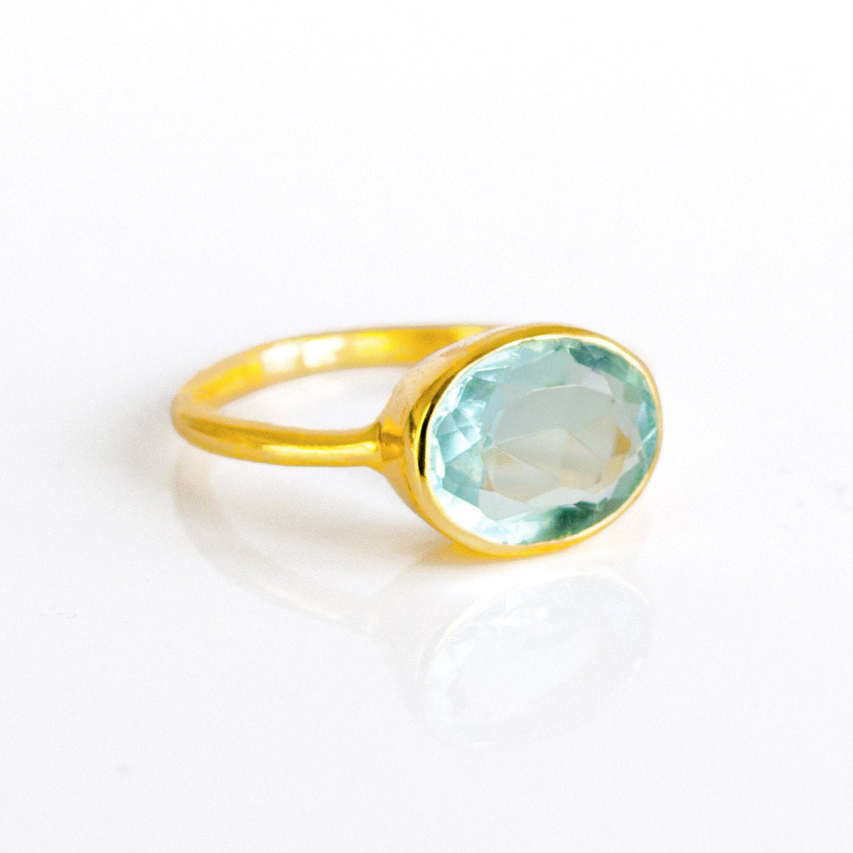 London Blue Topaz ring, December birthstone jewelry, Light blue gemstone ring, Oval faceted Topaz, Bezel set ring, 18k vermeil gold, Sterling silver ring, Blue Topaz gift, December birthday gift, Topaz ring for her