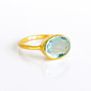 London Blue Topaz ring, December birthstone jewelry, Light blue gemstone ring, Oval faceted Topaz, Bezel set ring, 18k vermeil gold, Sterling silver ring, Blue Topaz gift, December birthday gift, Topaz ring for her