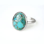 mosaic turquoise, natural stone, silver ring