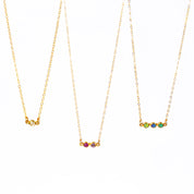 Tiny Birthstone Cabochon Bar Necklace : Available in All Birthstones