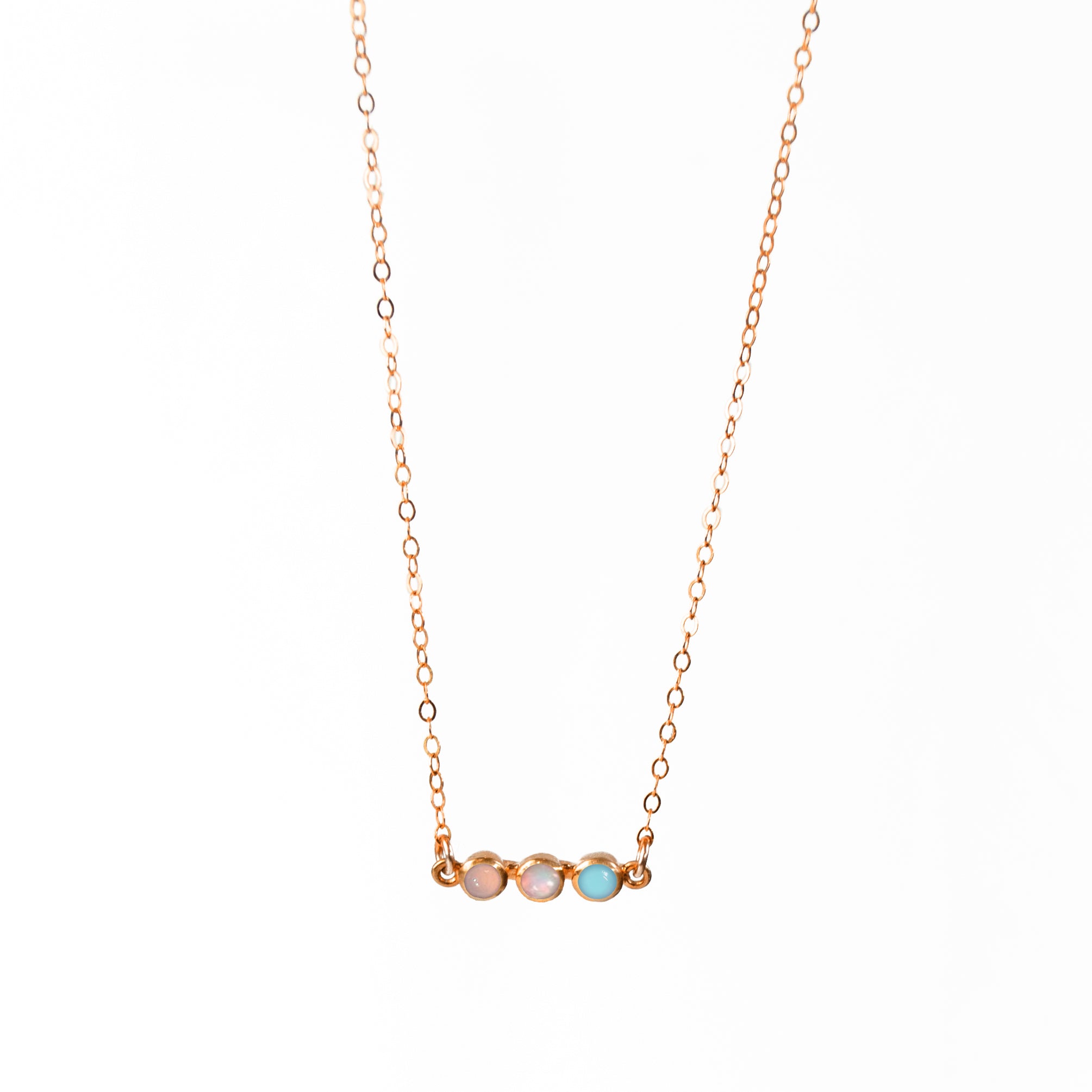 Tiny Birthstone Cabochon Bar Necklace : Available in All Birthstones