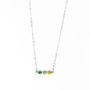Tiny Birthstone Cabochon Bar Necklace : Available in All Birthstones